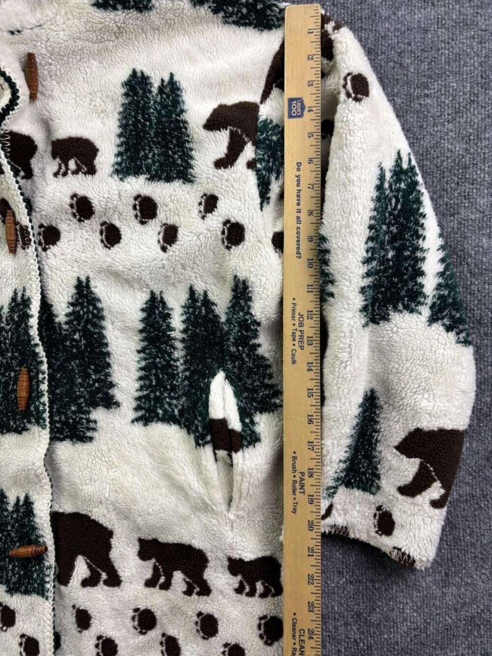 Denali Coat Womens XL White Fleece Hooded Bear Forest Toggle Duffle Warm - Picture 4 of 8